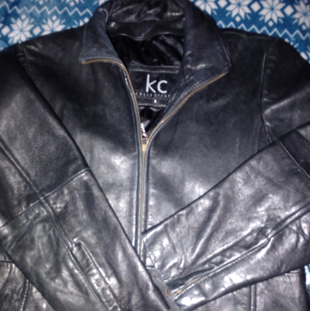 KC COLLECTION Dark Leather Jacket for Men